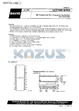 LC7185 datasheet - CB Transceiver PLL Frequency Synthesizer and Controller