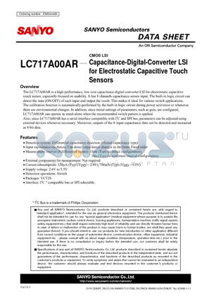 LC717A00AR datasheet - Capacitance-Digital-Converter LSI for Electrostatic Capacitive Touch Sensors