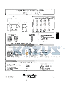 EH6006B datasheet - SINGLE PHASE BRIDGE MODULES