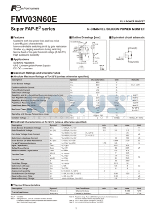 FMV03N60E datasheet - N-CHANNEL SILICON POWER MOSFET