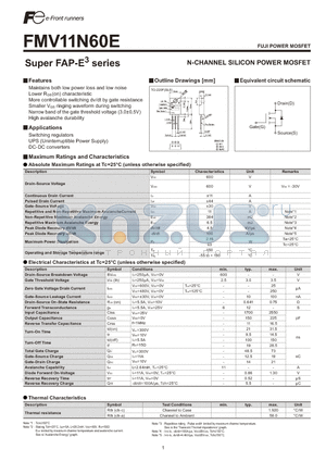 FMV11N60E datasheet - N-CHANNEL SILICON POWER MOSFET