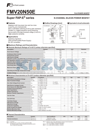 FMV20N50E datasheet - N-CHANNEL SILICON POWER MOSFET