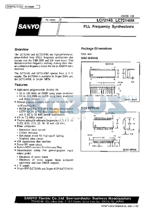 LC72140 datasheet - PLL Frequency Synthesizers