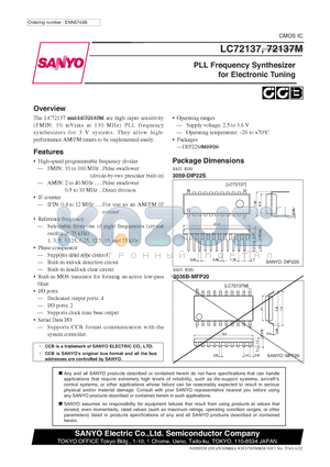 LC72137 datasheet - PLL Frequency Synthesizer
