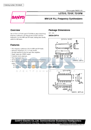 LC7215FM datasheet - MW/LW PLL Frequency Synthesizers