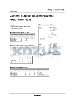 FMW3 datasheet - General purpose (dual transistors)