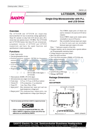 LC72322R datasheet - Single-Chip Microcontroller with PLL and LCD Driver