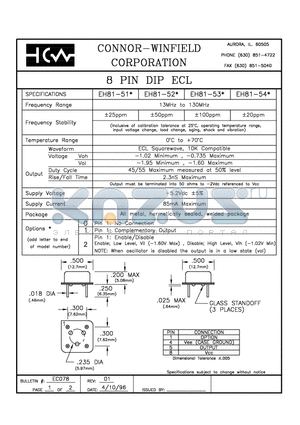 EH81-510 datasheet - 8 PIN DIP ECL