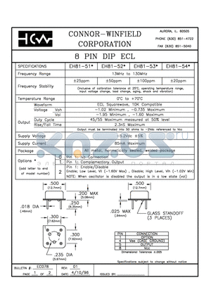 EH81-531 datasheet - 8 PIN DIP ECL