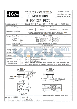 EH83-510 datasheet - 8 PIN DIP PECL