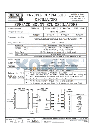 EH91-510 datasheet - SURFACE MOUNT ECL OSCILLATOR