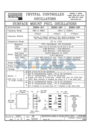 EH93-5 datasheet - SURFACE MOUNT PECL OSCILLATORS