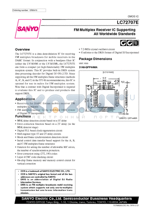 LC72707E datasheet - FM Multiplex Receiver IC Supporting All Worldwide Standards