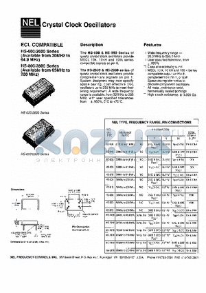 HS-610 datasheet - Crystal Clock Oscillators