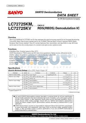 LC72725KM datasheet - RDS(RBDS) Demodulation IC