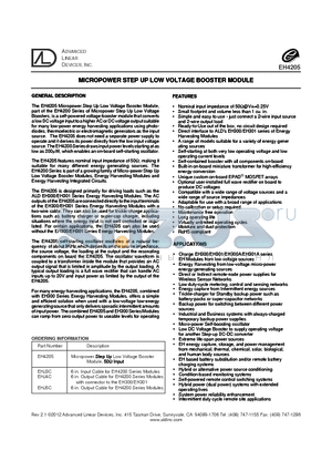 EHJ3C datasheet - MICROPOWER STEP UP LOW VOLTAGE BOOSTER MODULE