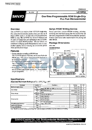 LC72P32 datasheet - On-Time Programmable ROM Single-Chip PLL Plus Microcontroller