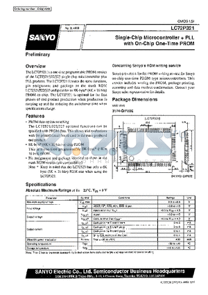 LC72P321 datasheet - Single-Chip Microcontroller  PLL with On-Chip One-Time PROM