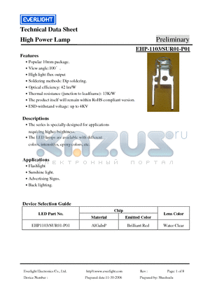 EHP-1103/SUR01-P01 datasheet - High Power Lamp