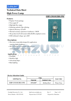 EHP-5393-SUR01-P01 datasheet - High Power Lamp