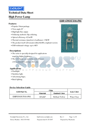 EHP-5393-UY01-P01 datasheet - High Power Lamp