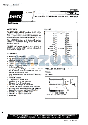LC73711 datasheet - Switchable DTMF/Pulse Dialer with Memory