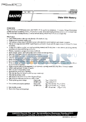 LC73720 datasheet - Dialer with Memory