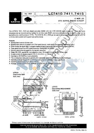 LC7411 datasheet - CMOS LSI VTR(B/VHS) SERVO CIRCUIT