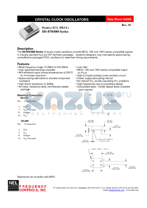 HS-877 datasheet - CRYSTAL CLOCK OSCILLATORS