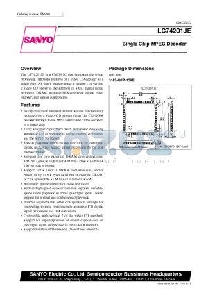 LC74201JE datasheet - Single Chip MPEG Decoder