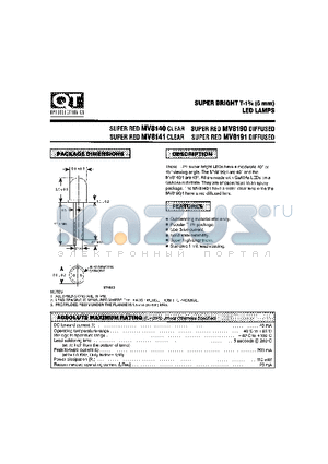 MV8190 datasheet - SUPER BRIGHT T-1 3/4(5mm) LED LAMPS