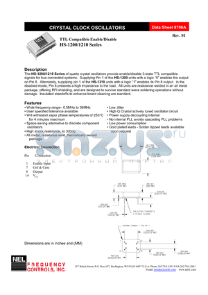 HS-A120C datasheet - CRYSTAL CLOCK OSCILLATORS
