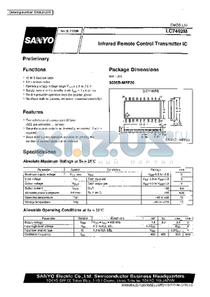 LC7462M datasheet - Infrared Remote Control Transmitter IC