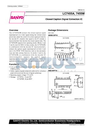 LC7455A datasheet - Closed Caption Signal Extraction IC