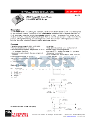 HS-A137A-FREQ datasheet - CMOS Compatible Enable/Disable
