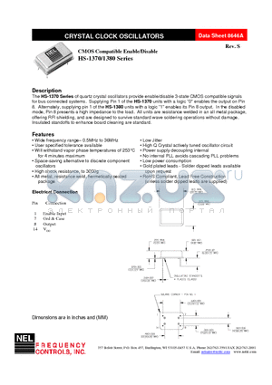 HS-A137B-FREQ datasheet - CMOS Compatible Enable/Disable
