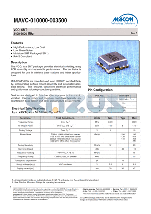 MAVC-010000-003500 datasheet - VCO, SMT