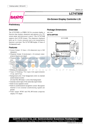 LC74730M datasheet - On-Screen Display Controller LSI