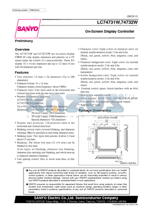 LC74732W datasheet - On-Screen Display Controller