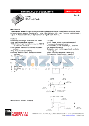 HS-A1447-FREQ datasheet - CRYSTAL CLOCK OSCILLATORS