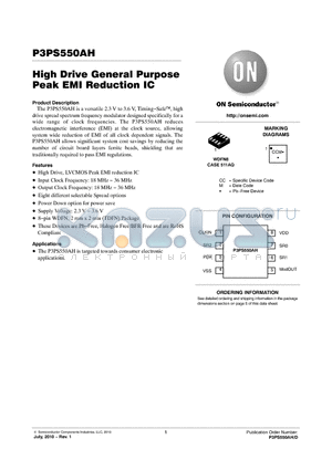 P3PS550AH datasheet - High Drive General Purpose Peak EMI Reduction IC