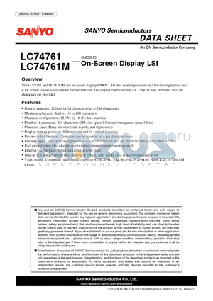 LC74761 datasheet - On-Screen Display LSI