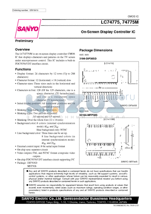 LC74775M datasheet - On-Screen Display Controller IC