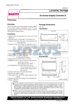 LC74776M datasheet - On-Screen Display Controller IC