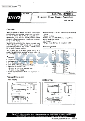 LC74780 datasheet - On-screen Video Display Controllers for VCRs