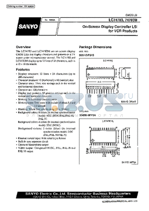 LC74783 datasheet - On-screen Display Controller LSI for VCR Products