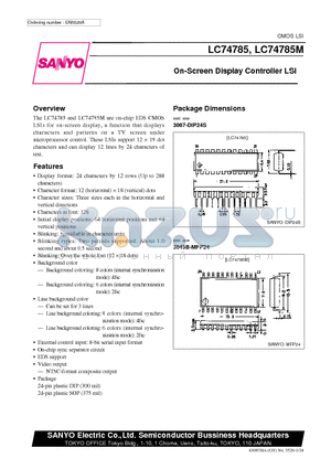 LC74785 datasheet - On-Screen Display Controller LSI
