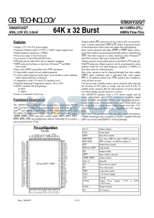 GS820V32Q datasheet - 64K x 32 Burst