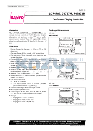 LC74787M datasheet - On-Screen Display Controller