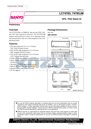 LC74793JM datasheet - VPS / PDC Slicer IC